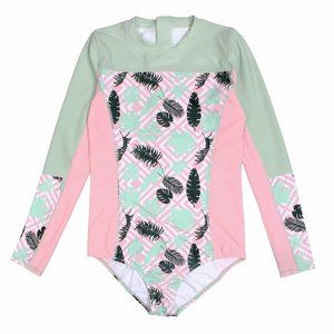 SwimZip Girls Surf Suit One Piece Long Sleeve, 2T